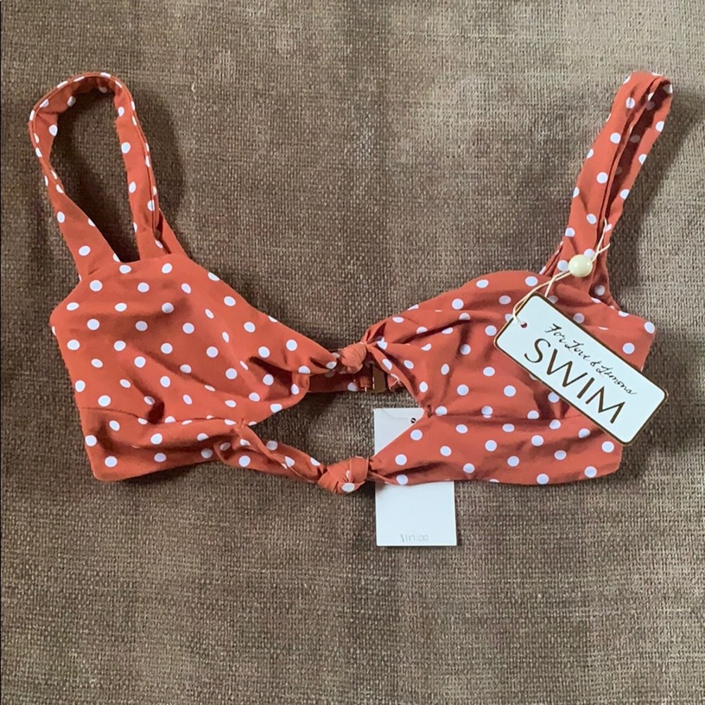 The cutest Terracotta & White Polka Dot Bikini Top